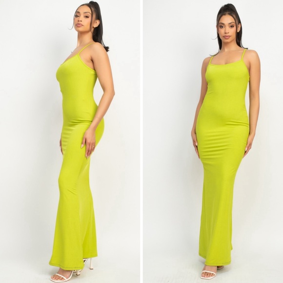 🆕Double layered maxi dress in lime - Picture 4 of 9